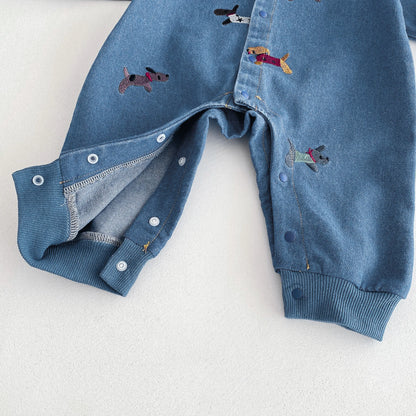Little Puppy Baby Denim Jumpsuit
