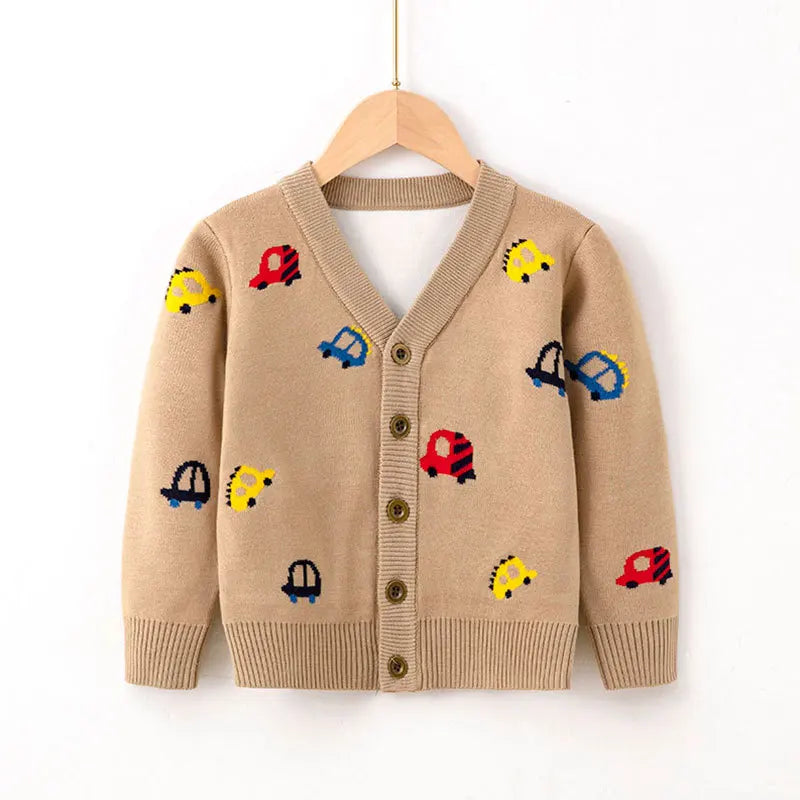 Car Embroidery Knit Cardigan