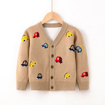 Car Embroidery Knit Cardigan