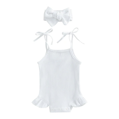 Baby Ruffle Cotton Romper – Sleeveless Summer Bodysuit