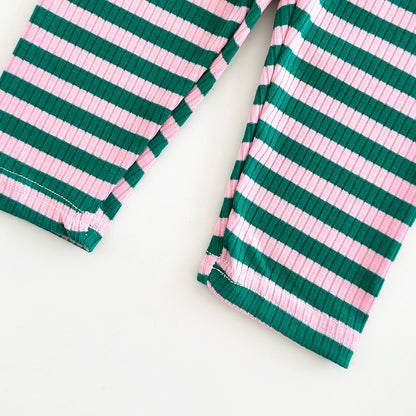 Strawberry Sweatshirt and Stripe Leggings Set