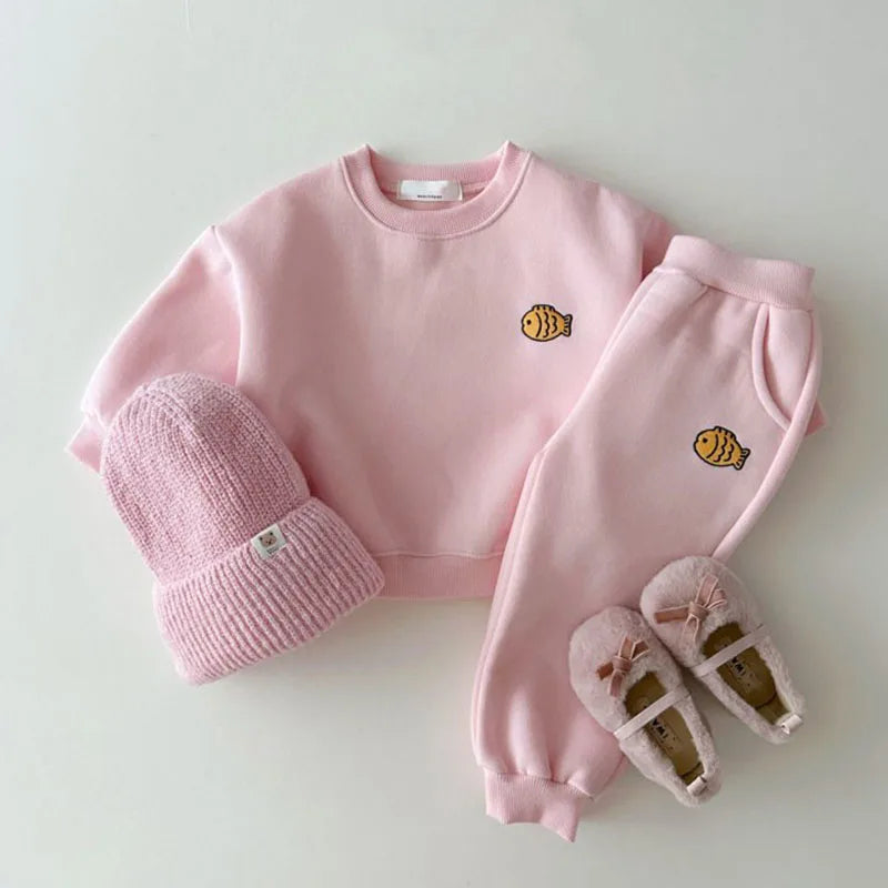 Little Fish Sweatshirt and Sweatpants Set - Peachy Bloomers