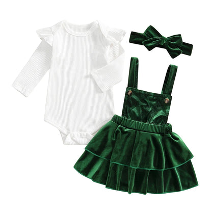 Holiday Christmas Girls Dress - 3 Piece Set