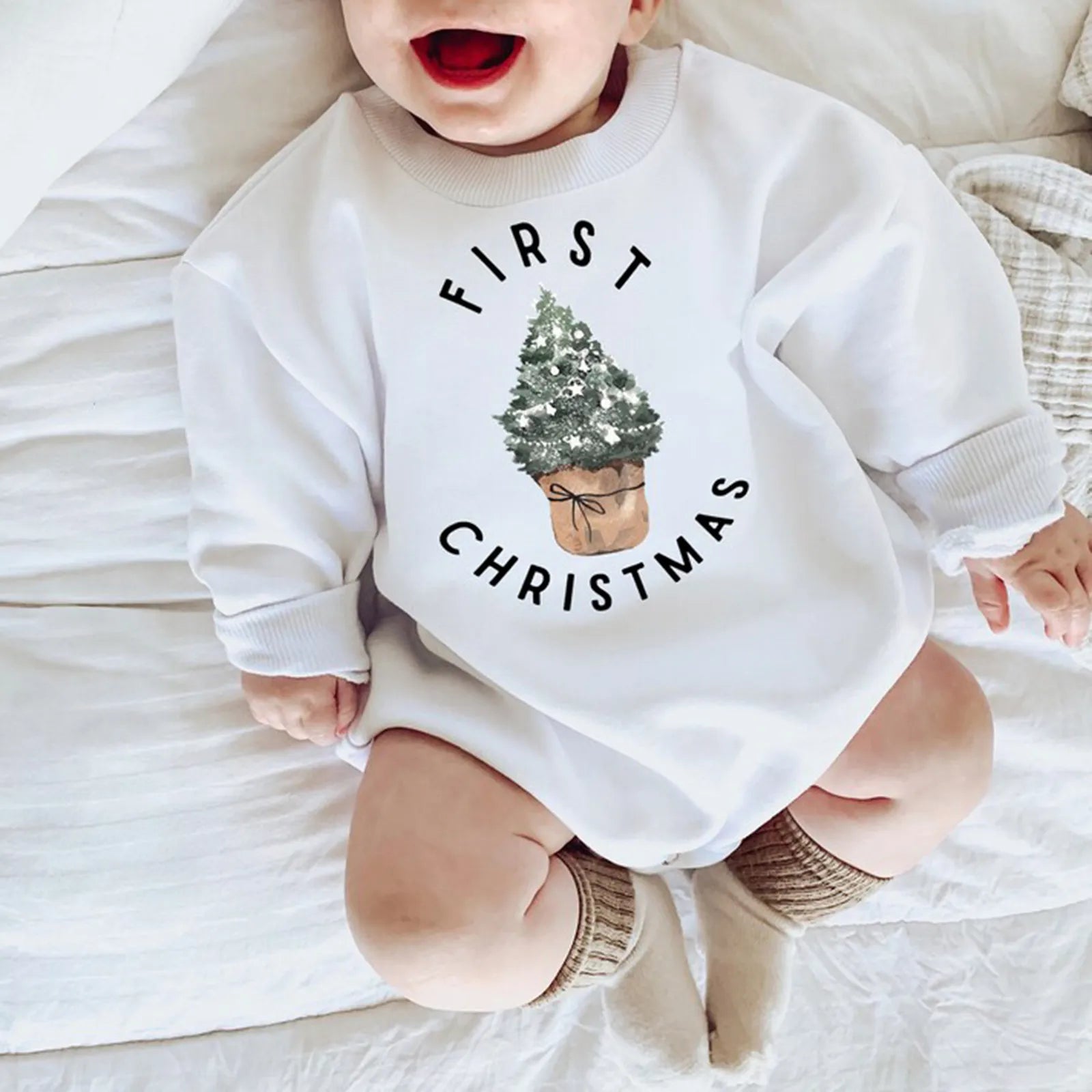 FIRST CHRISTMAS BABY ROMPER JUMPSUIT - Peachy Bloomers