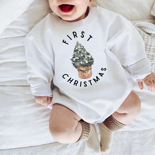 FIRST CHRISTMAS BABY ROMPER JUMPSUIT - Peachy Bloomers