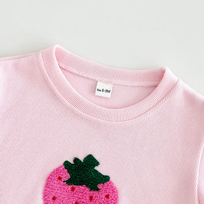 Strawberry Sweatshirt and Stripe Leggings Set