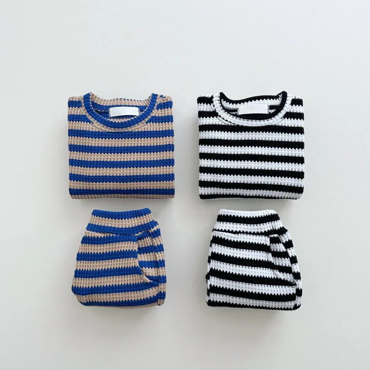 Retro Stripe Cotton Waffle Set