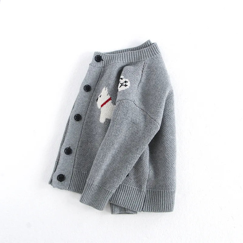 Puppy Gray Cotton Knit Cardigan