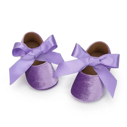 Baby Girl Ribbon Bow Velvet Shoes