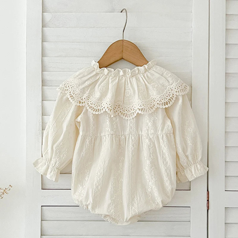 Baby Lace Cotton Romper with Bow