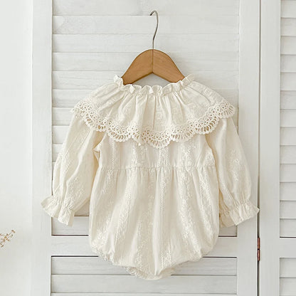 Baby Lace Cotton Romper with Bow