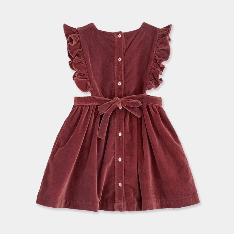 Girls Sleeveless Velvet Vest Dress - Peachy Bloomers