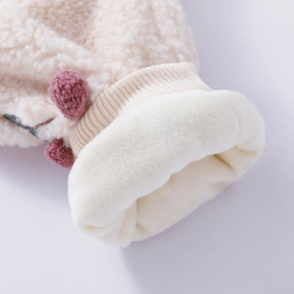 Girls Cherry Embroidery Bomber Fleece Jacket