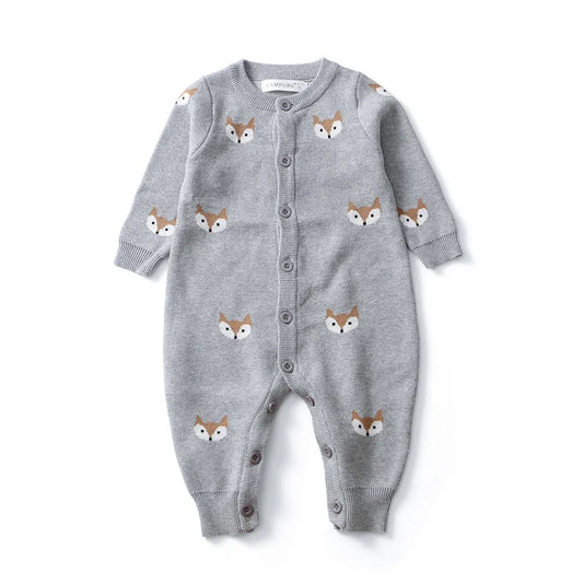 Baby Pure Cotton Knit Animal Jumpsuit