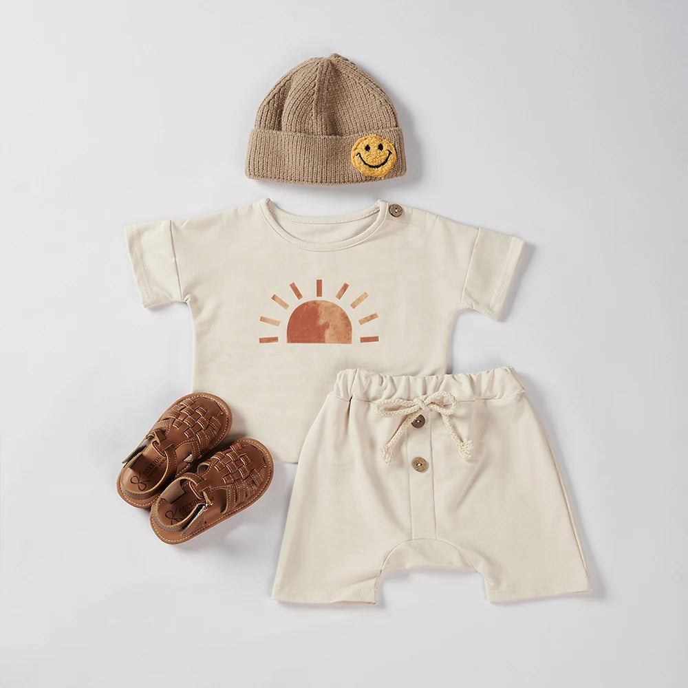 Baby Cotton T-Shirt and Shorts Set - Peachy Bloomers