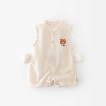 Bear Sleeveless Baby Romper – Soft & Playful Summer Style