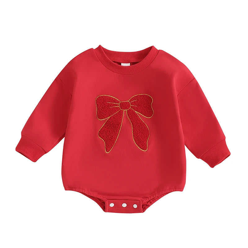 Baby Girls Christmas Bow Romper