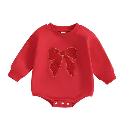 Baby Girls Christmas Bow Romper