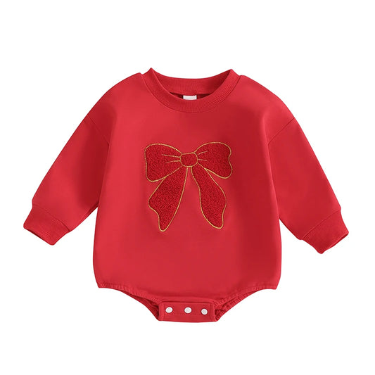 Baby Girls Christmas Bow Romper