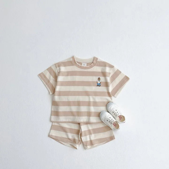 Stripe Cotton T-shirt and Shorts Set