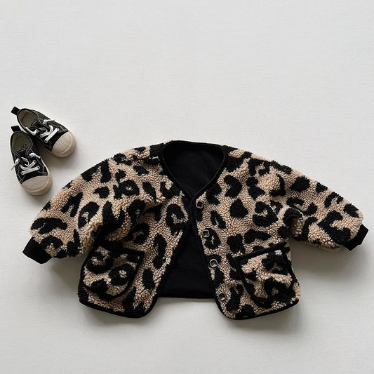 Leopard Print Fleece Girls Jacket