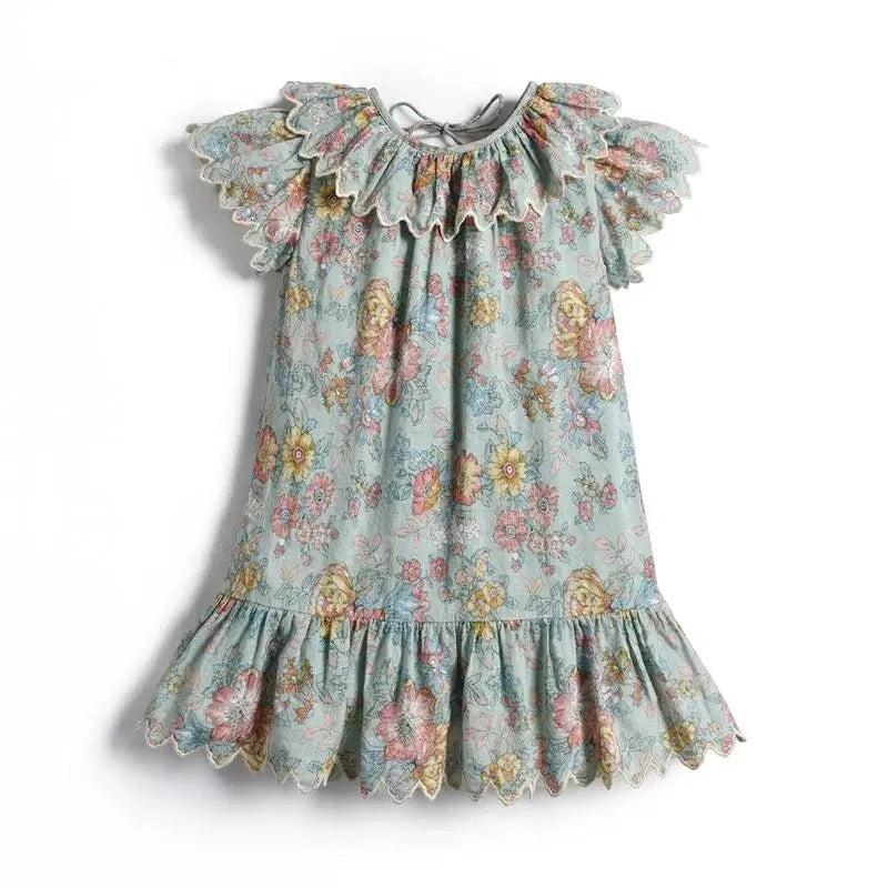 All Over Floral Cotton Girls Dress - Peachy Bloomers