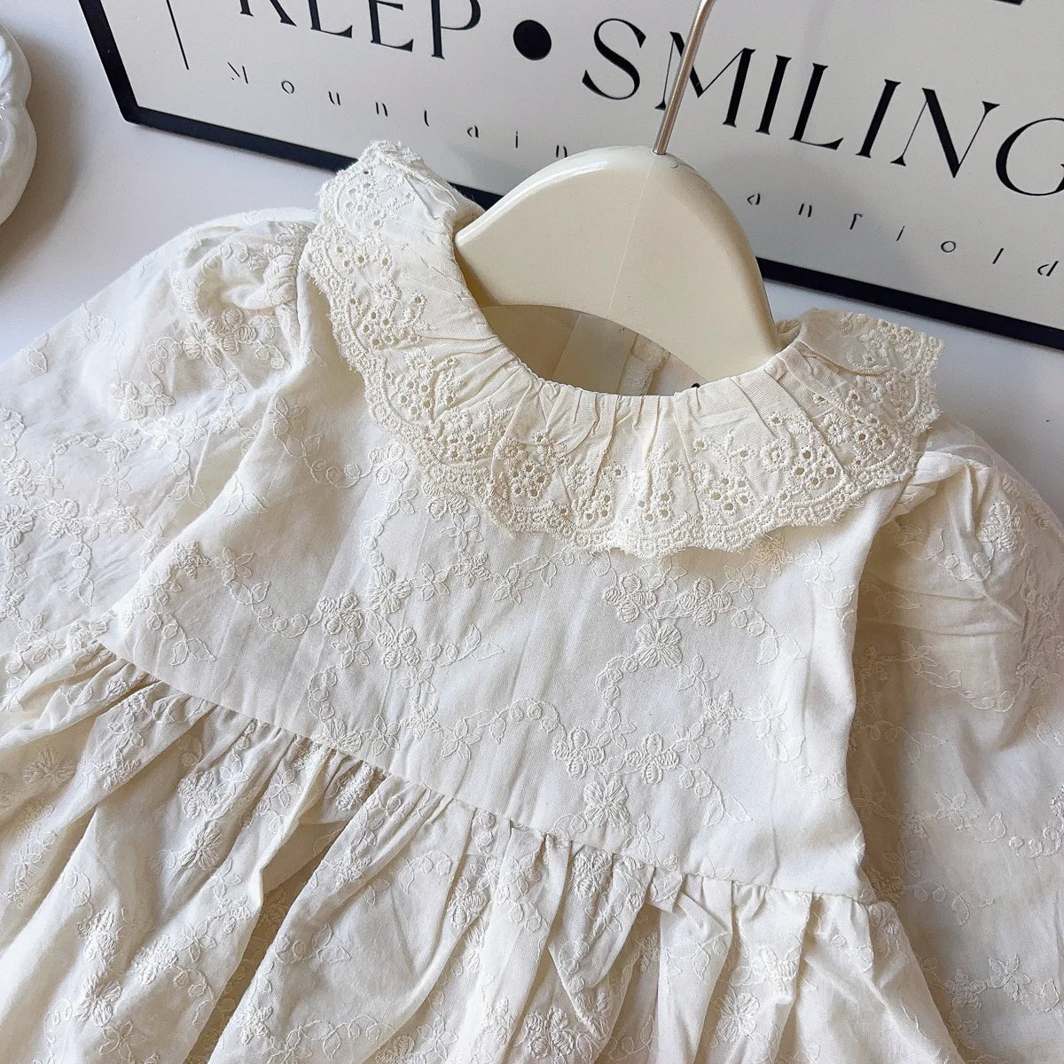 Girls Embroidered Cotton Dress - Classic Elegance