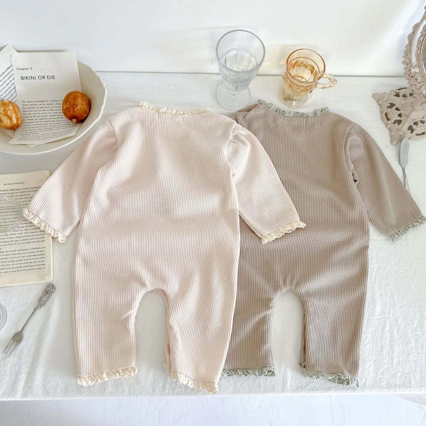 Waffle Cotton Baby Girl Romper