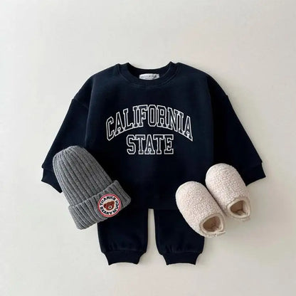 California Sweatshirt and Sweatpants Set with Fleece Lining - Peachy Bloomers