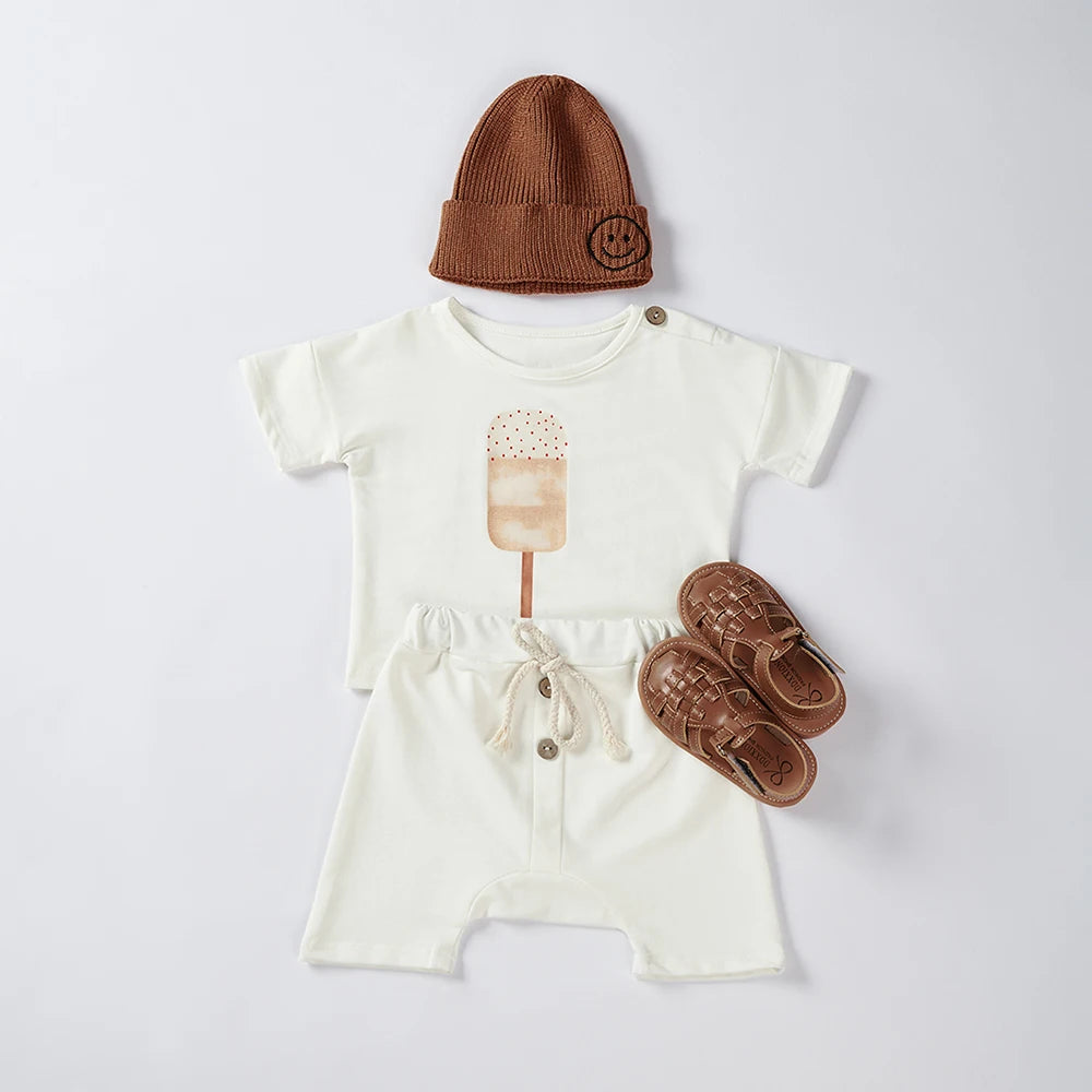 Baby Cotton T-Shirt and Shorts Set - Peachy Bloomers