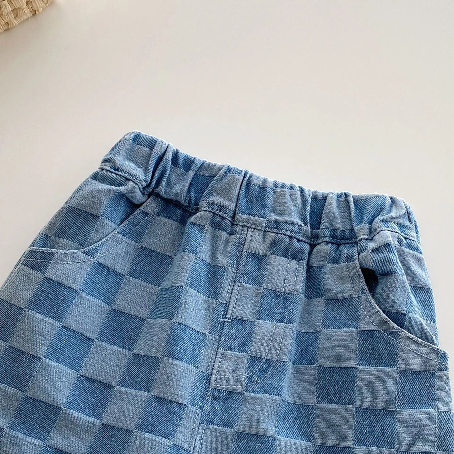 Checkered Denim Toddler Pants