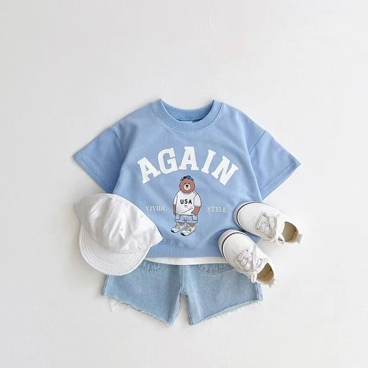 Cotton Bear T-shirt and Shorts Set - Peachy Bloomers