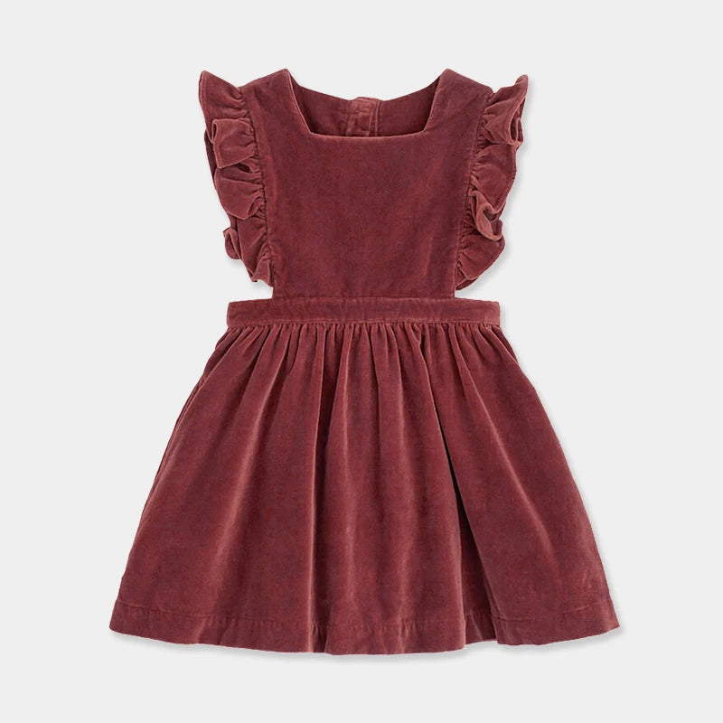 Girls Sleeveless Velvet Vest Dress - Peachy Bloomers