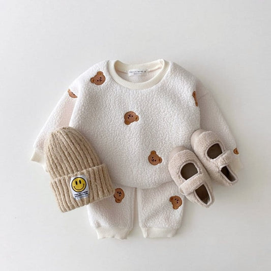 Baby Bear Fleece Sweatshirt and Sweatpants Set - Peachy Bloomers