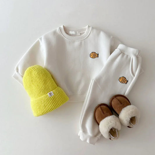 Little Fish Sweatshirt and Sweatpants Set - Peachy Bloomers