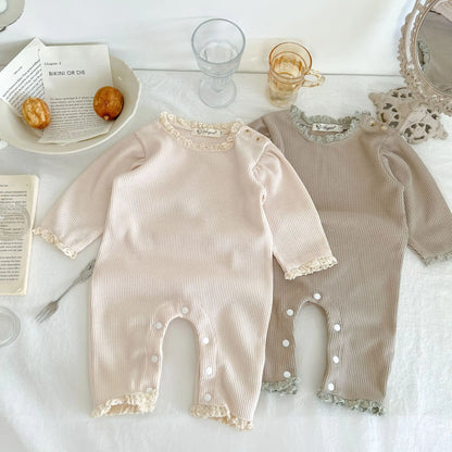 Waffle Cotton Baby Girl Romper