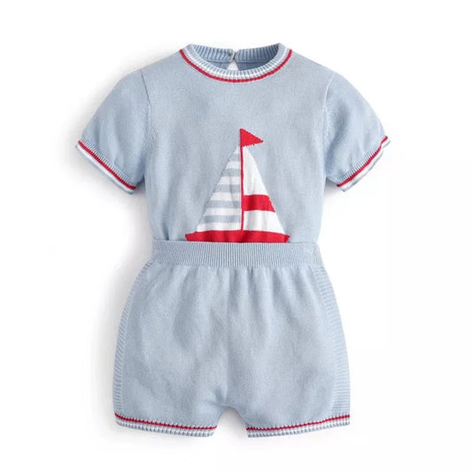 Sailor Knitted 2-Piece T-shirt and Shorts Set
