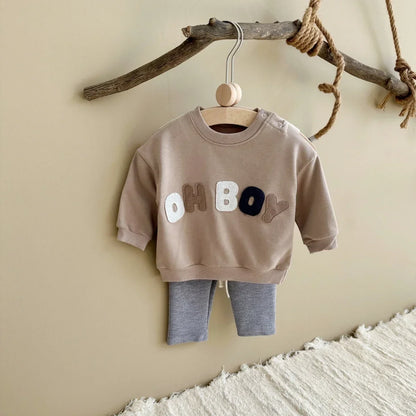 "OH BOY" Sweatshirt and Sweatpants Set - Peachy Bloomers