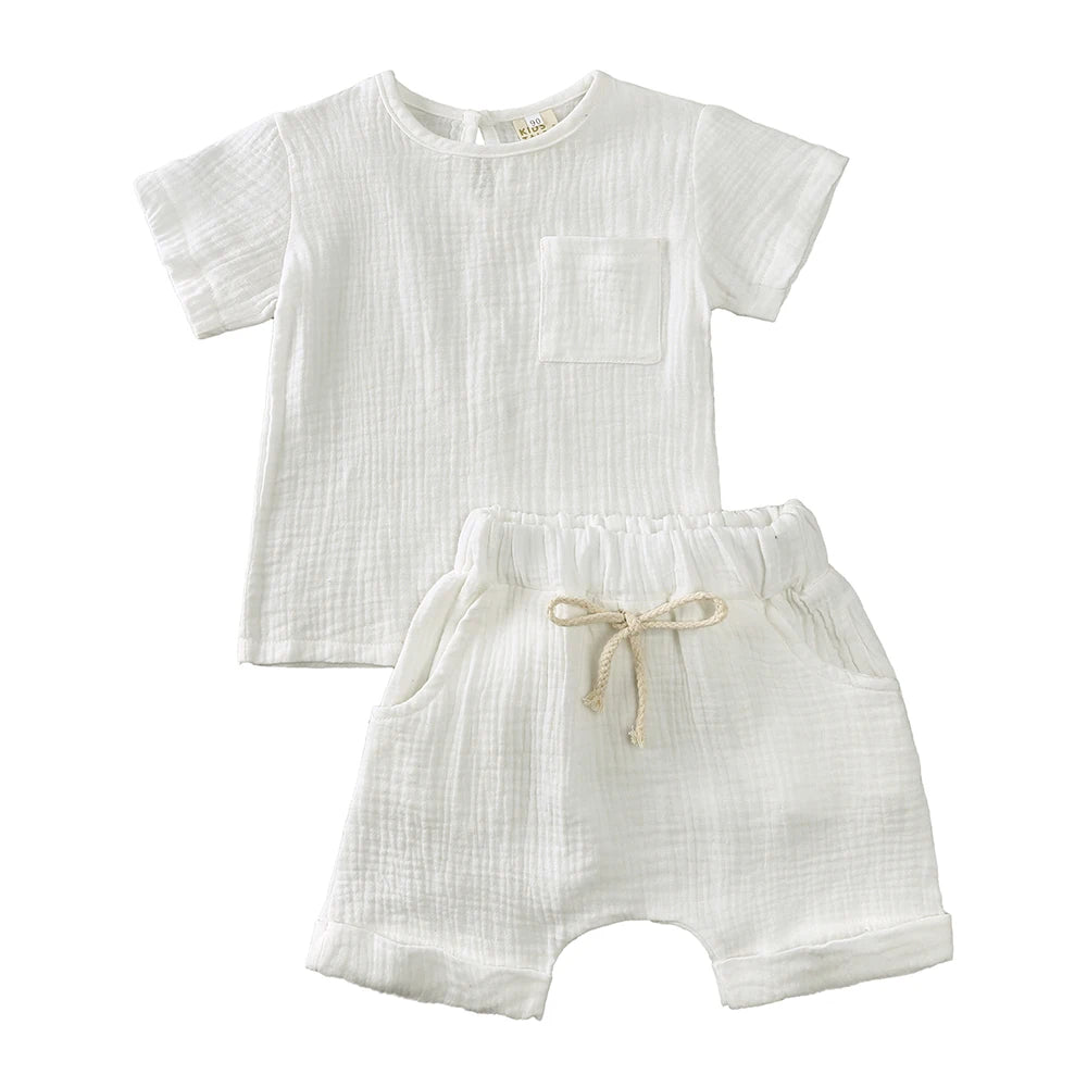 Baby Cotton Muslin Top and Shorts Set - Peachy Bloomers