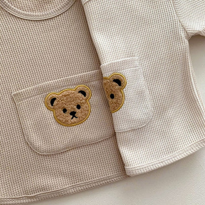 Bear Waffle T-shirt and Shorts Set - Peachy Bloomers