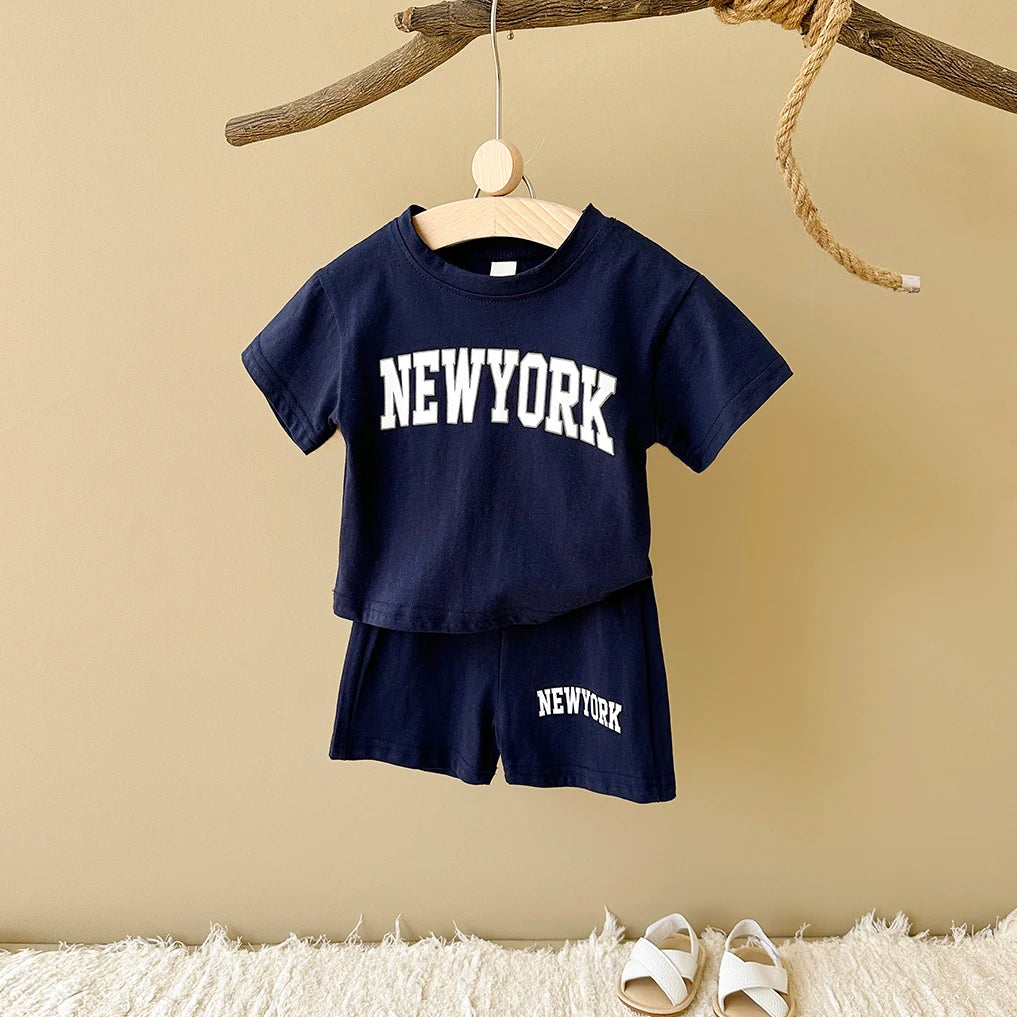 New York Cotton T-Shirt & Shorts Set