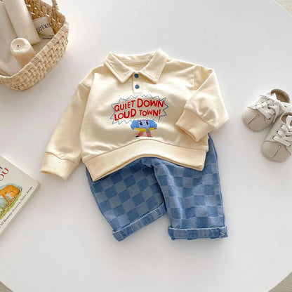 Checkered Denim Toddler Pants