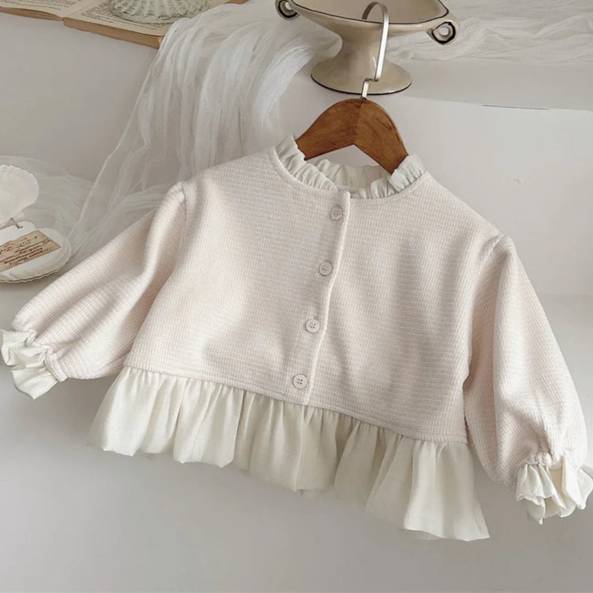 Baby Girl Cotton Ruffle Textured Cardigan