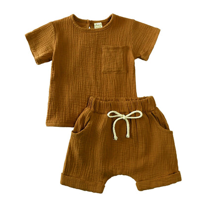 Baby Cotton Muslin Top and Shorts Set - Peachy Bloomers