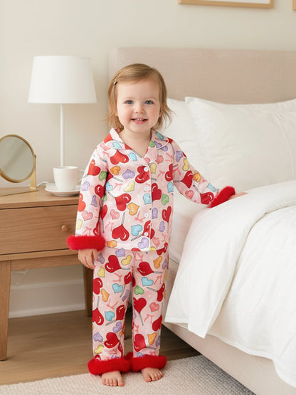 Toddler Girls Heart Print Pajamas Set