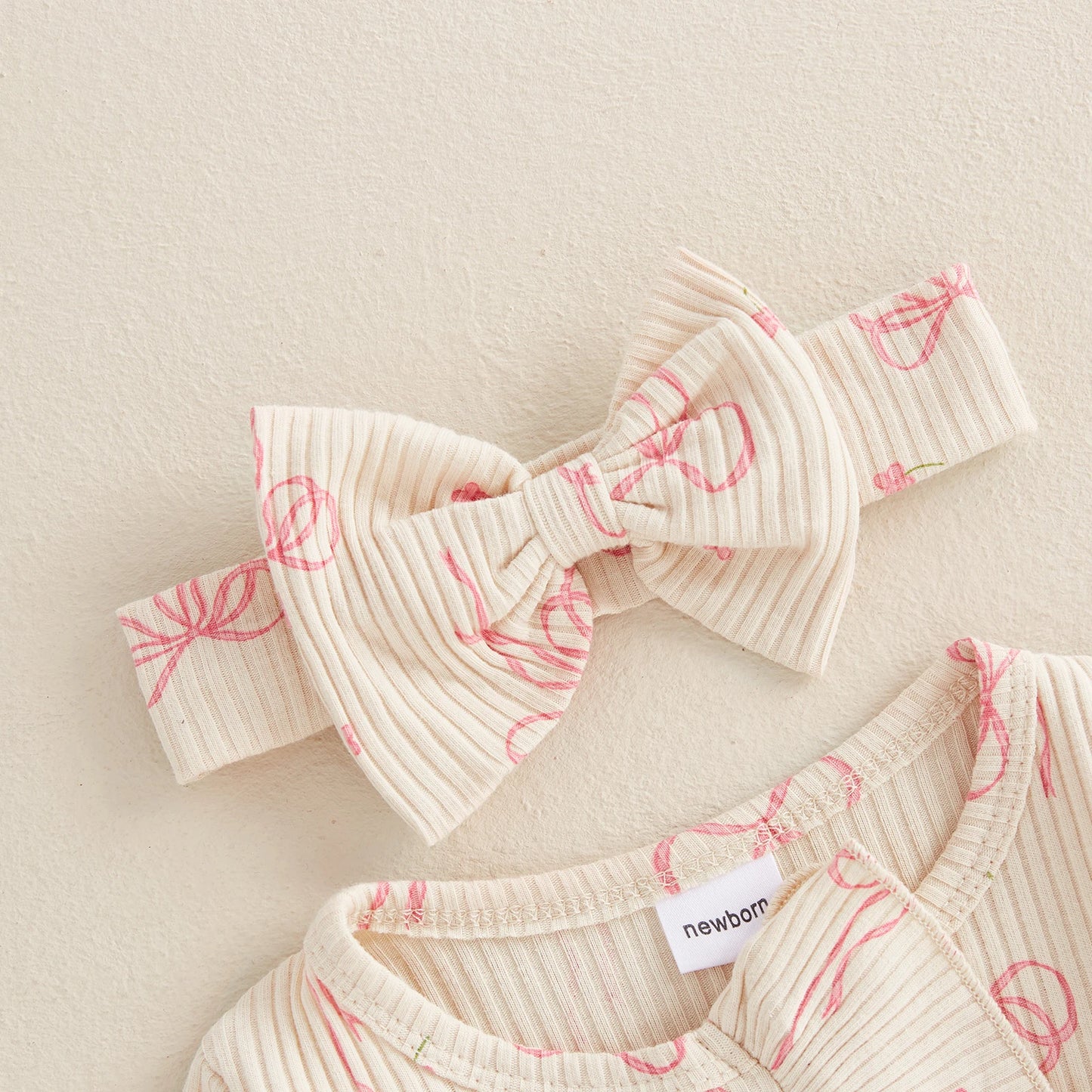 Newborn Ruffle Bow Jumpsuit with Headband