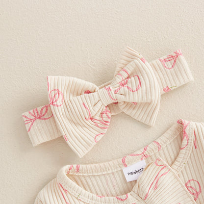 Newborn Ruffle Bow Jumpsuit with Headband