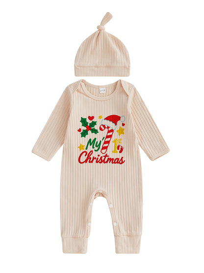Baby Unisex First Christmas Ribbed Jumpsuit