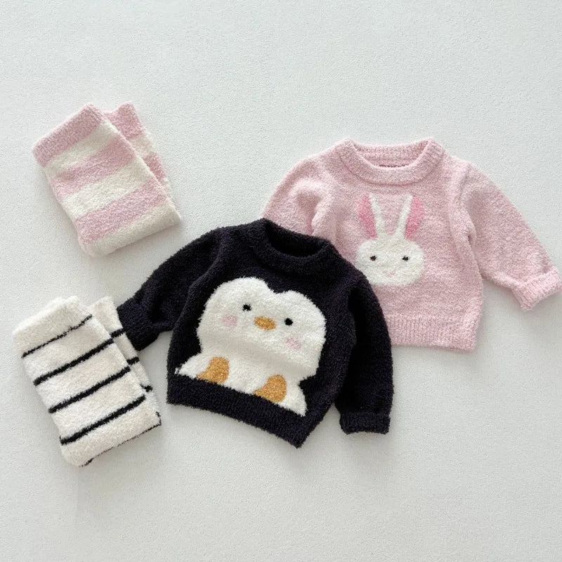 Baby Animal Fleece Warm 2-Piece Pajama Set