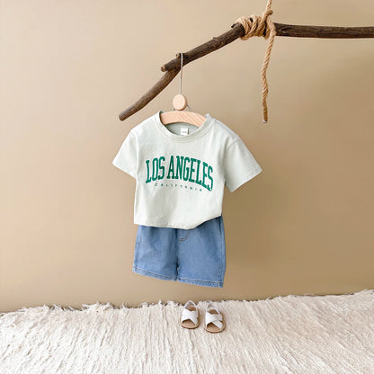 Los Angeles Cotton T-Shirt and Denim Shorts